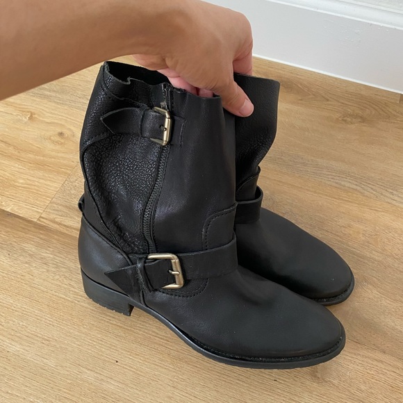 ZARA LEATHER BIKER BOOTS 7.5 - Picture 5 of 6